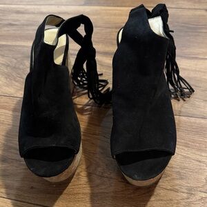 Marc Fisher Black Suede Platform Sandals